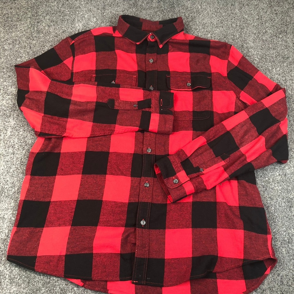 Old Navy Built in Flex Regular Fit Red Black Buffalo Plaid Flannel Shirt XL